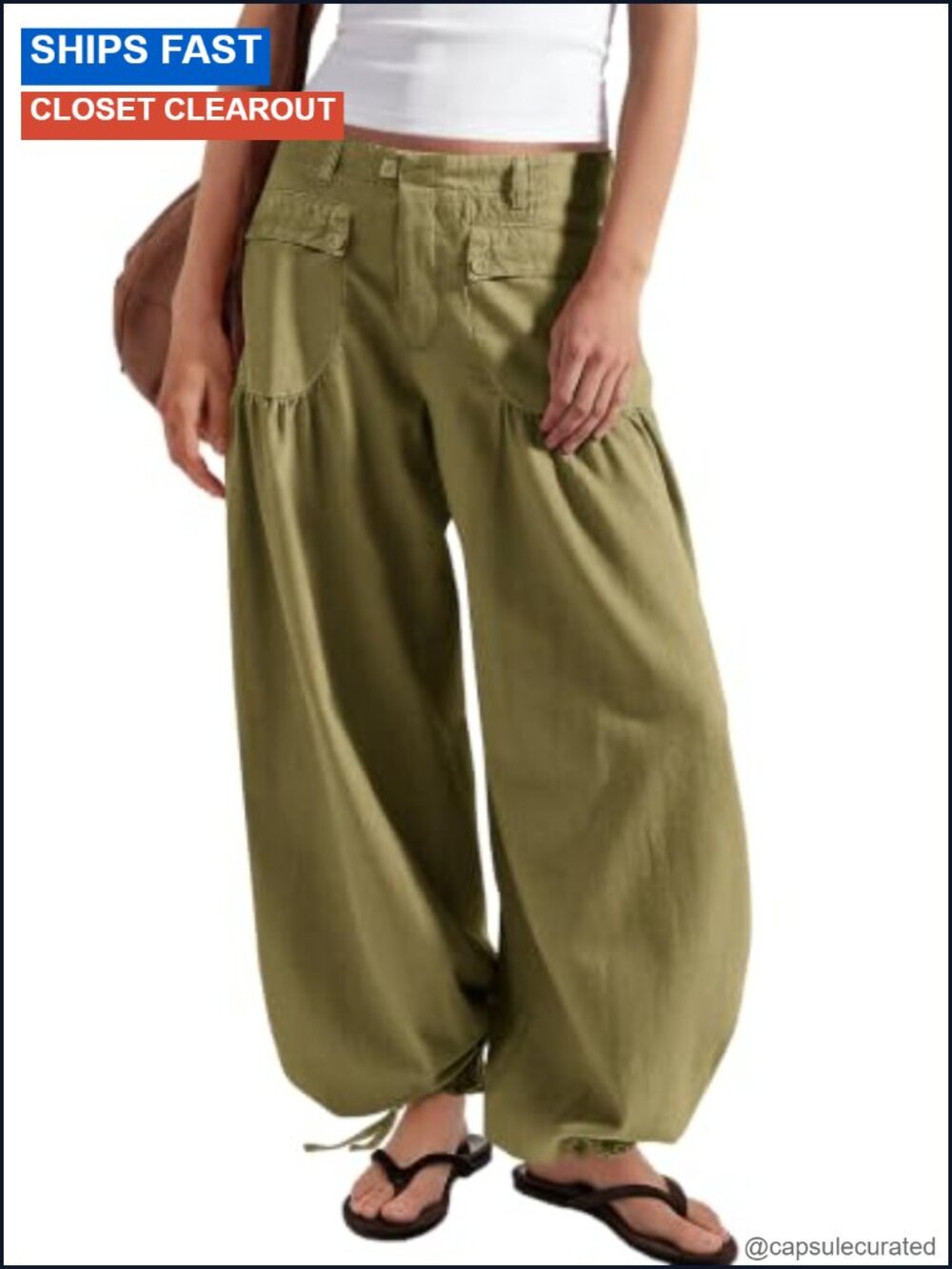 Womens Balloon Pants High Waisted Wide Leg Harem Pull On Jeans